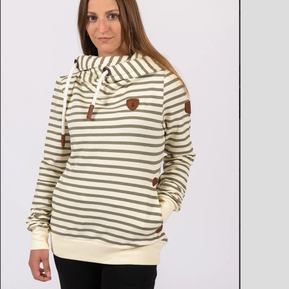 Wanakome Hoodie Woman Small Artemis Oatmeal Stripe Gorpcore Performance Hiking